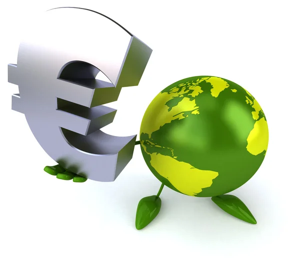 Green world with euro sign — Stock Photo, Image