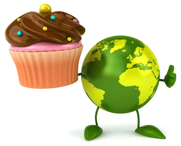 Grüne Welt mit Cupcake — Stockfoto