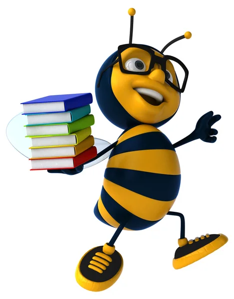 Fun bee with books — Stock Photo, Image