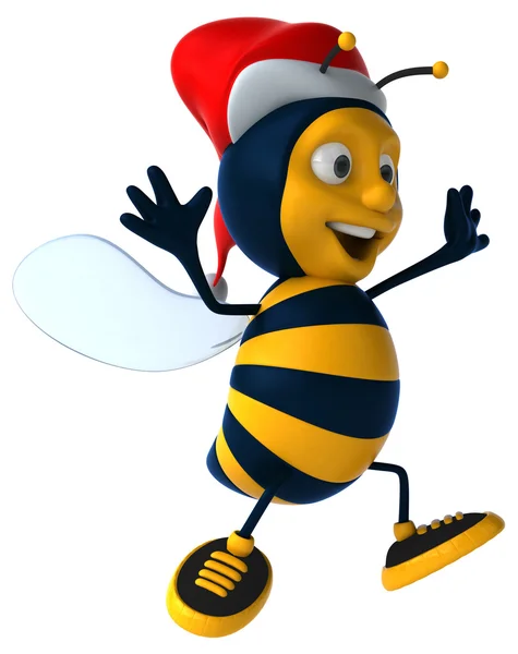 Fun bee in Santa's hat — Stock Photo, Image