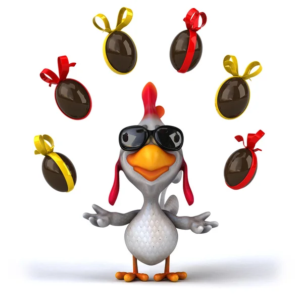 Fun chicken on white — Stock Photo, Image