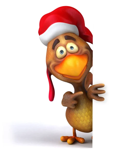 Noel Baba'nın şapkalı eğlenceli tavuk — Stok fotoğraf
