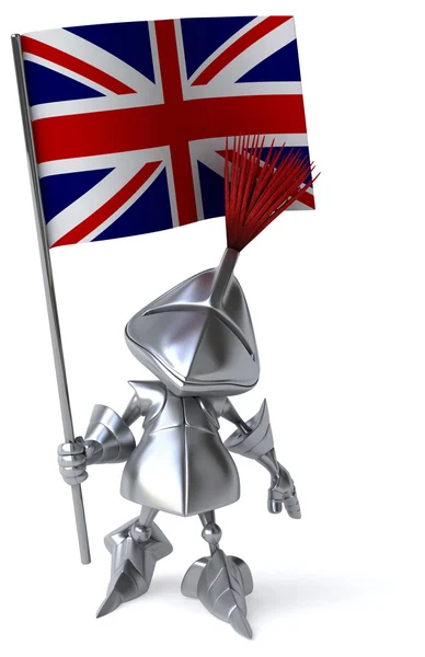 Fun knight with flag of England — Stock Photo, Image