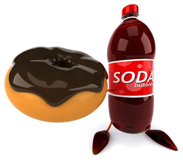 Bottle of Soda with donut — Stock Photo, Image