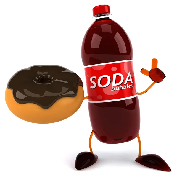Бутылка соды с пончиком — стоковое фото