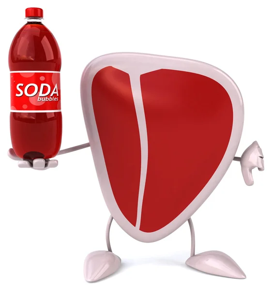 Leuk steak met fles soda — Stockfoto