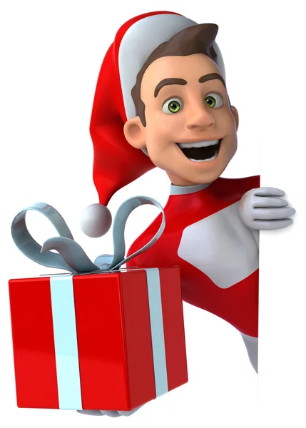 Diversión joven Santa Claus con regalo — Foto de Stock