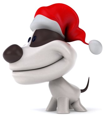 Noel Baba'nın şapkalı oyunculuk köpek