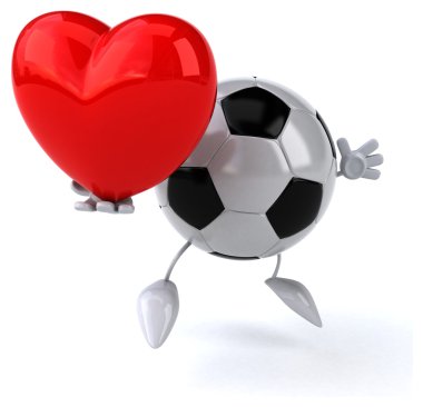 Kırmızı kalp ile futbol topu