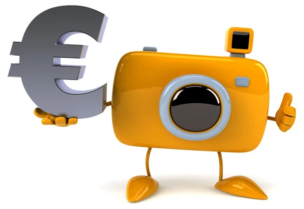 Macchina fotografica divertente con segno di euro — Foto Stock