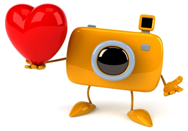 Διασκεδαστικό κάμερα με κόκκινη καρδιά — Φωτογραφία Αρχείου