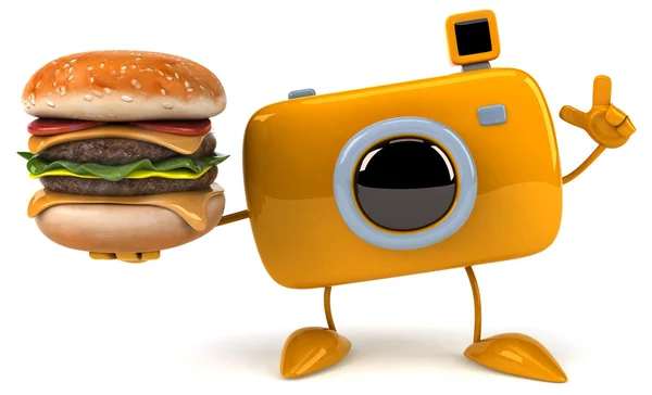 Fun camera with burger — Stock Photo, Image