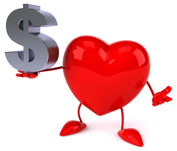 Corazón con signo de dólar —  Fotos de Stock