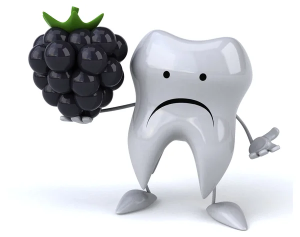 Fun tooth with blackberry — Stock Photo, Image