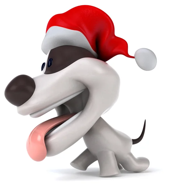 Spaßhund im Weihnachtsmannhut — Stockfoto