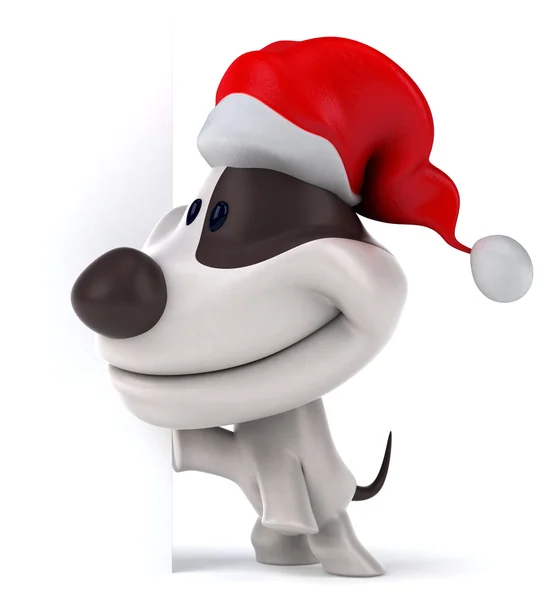 Cane divertente nel cappello di Babbo Natale — Foto Stock