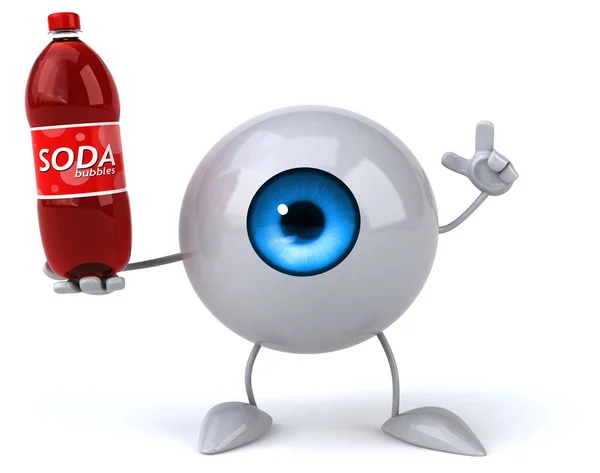 Leuk oog met fles soda — Stockfoto