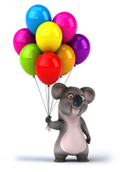 Fun koala with balloons — Stock Photo, Image