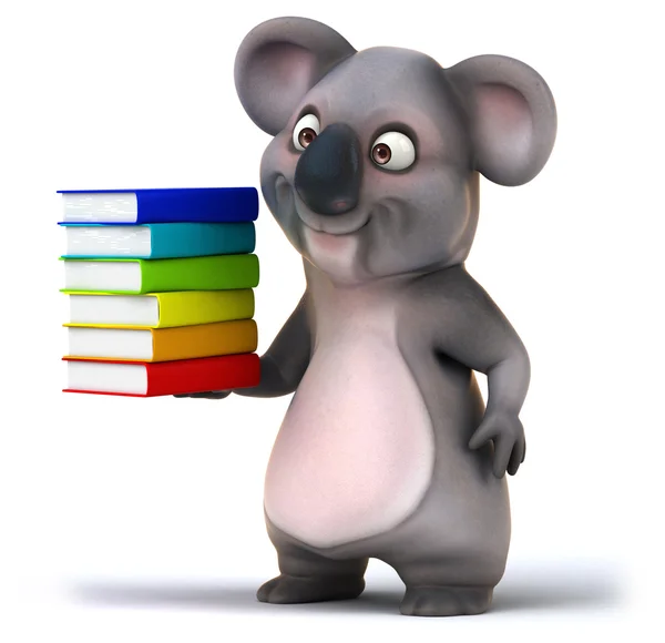 Fun koala with books — Stock Photo, Image