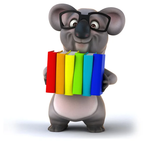 Koala divertente con libri — Foto Stock