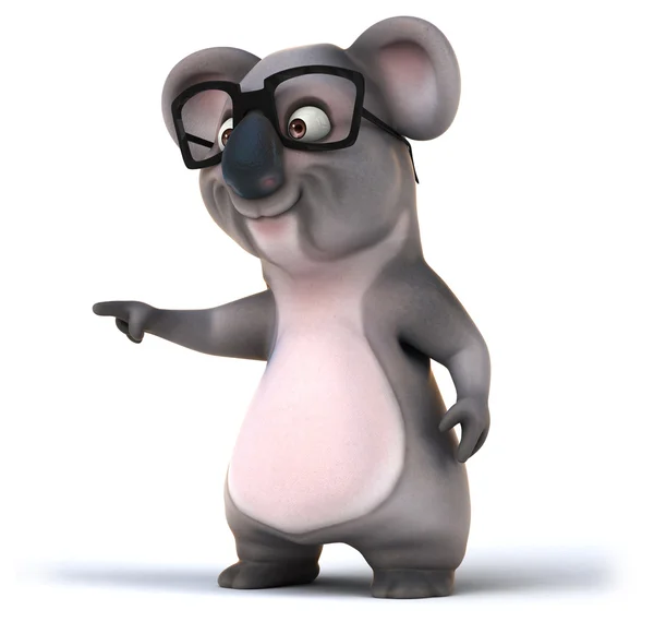 Fun koala in glasses pointing aside — Stock Photo, Image