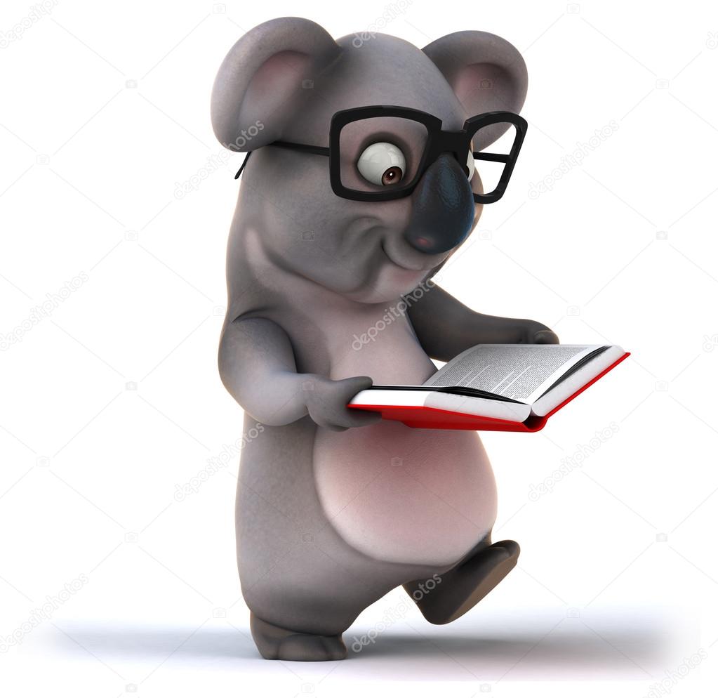 Fun koala with book