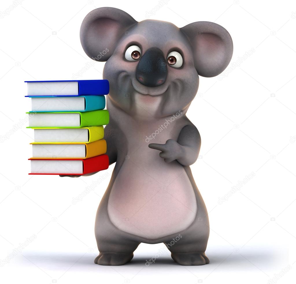 Fun koala with books
