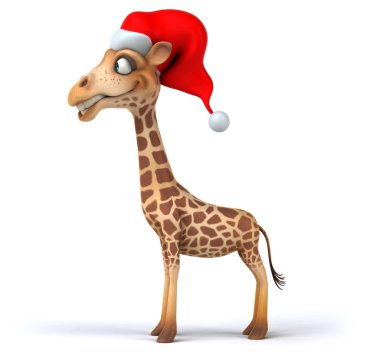 Noel Baba'nın şapkalı eğlenceli zürafa
