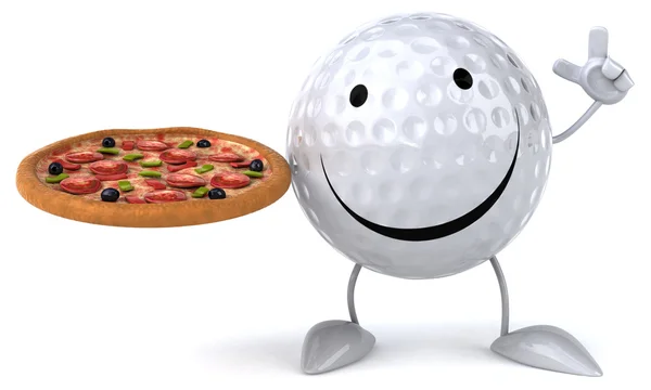 Golf ball with pizza — Stock Photo, Image