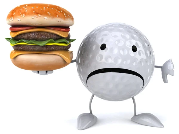 Golf ball holding hamburger — Stock Photo, Image