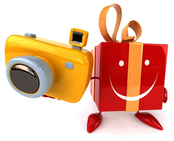 Funny gift holding camera — Stock Photo, Image