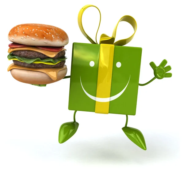 Divertente regalo del fumetto con hamburger — Foto Stock