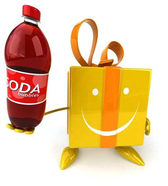 ソーダの瓶と楽しいギフト — ストック写真