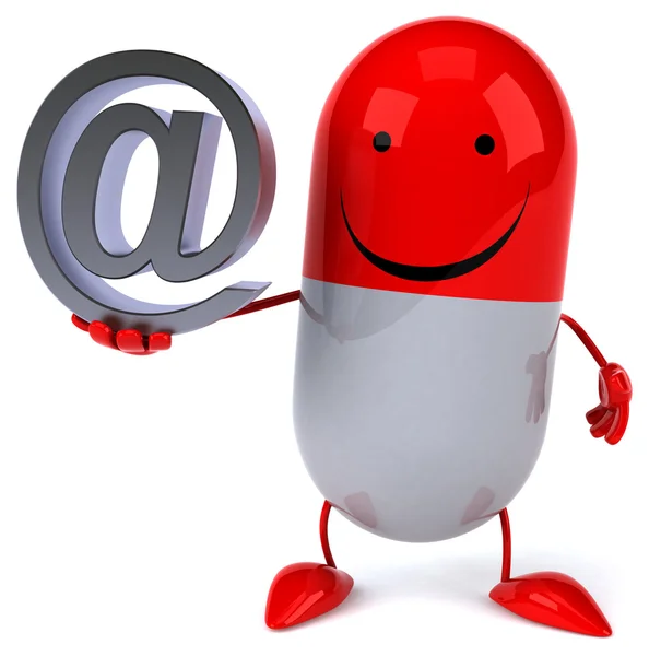 Cartoon-Pille mit E-Mail-Zeichen — Stockfoto