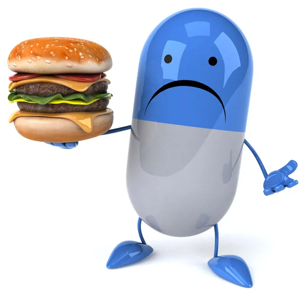 Roliga piller med burger — Stockfoto
