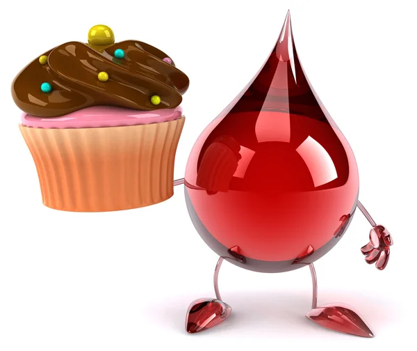 Bluttropfen mit Cupcake — Stockfoto