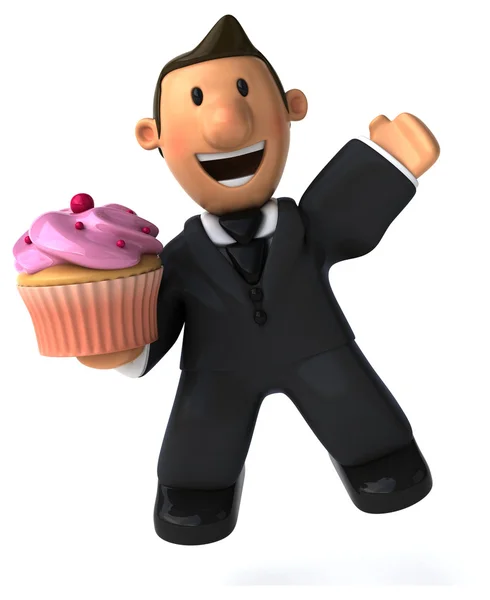 Ο άνθρωπος των επιχειρήσεων με cupcake — Φωτογραφία Αρχείου