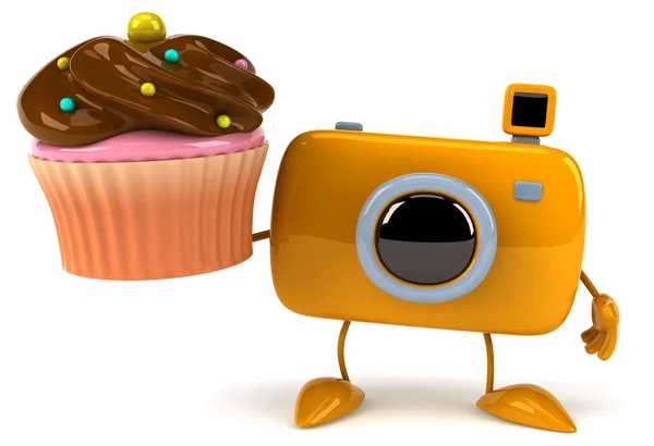 Cámara divertida con cupcake — Foto de Stock