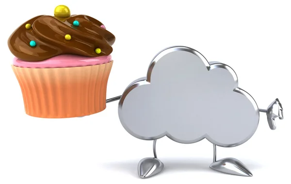 Cartoon cloud with cupcake — Stock Photo, Image