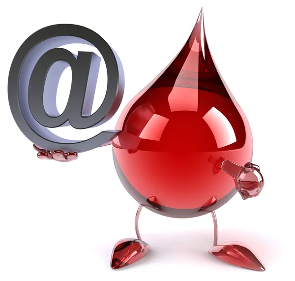 Blodet droppe med e-symbol — Stockfoto