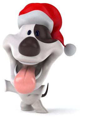 Kırmızı Noel Baba şapkalı oyunculuk köpek