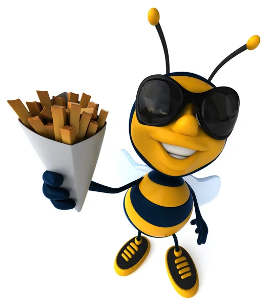 ผึ้งสนุกกับเฟรนช์ฟรายส์ — ภาพถ่ายสต็อก