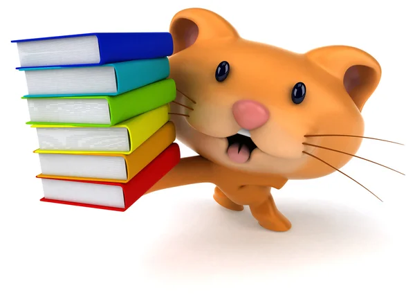 Divertente gatto con libri colorati — Foto Stock