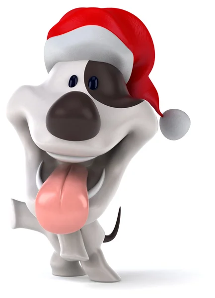Веселая собака в красной шляпе Санта-Клауса — стоковое фото