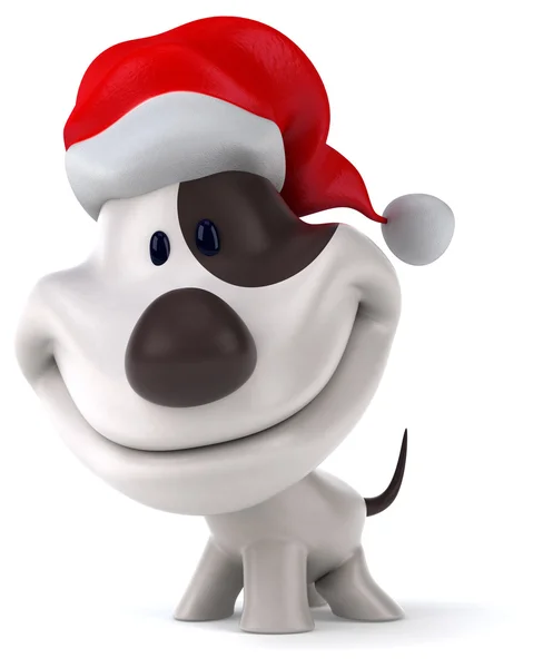 Móka kutya, vörös Télapós kalapban — Stock Fotó