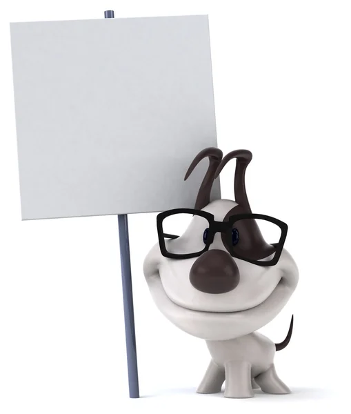 Fun dog at blank board — Stock Photo, Image