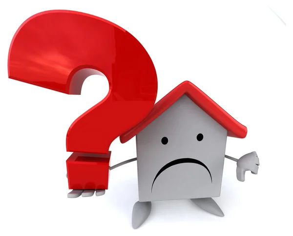 Cartoon house with question mark — Stock Photo, Image