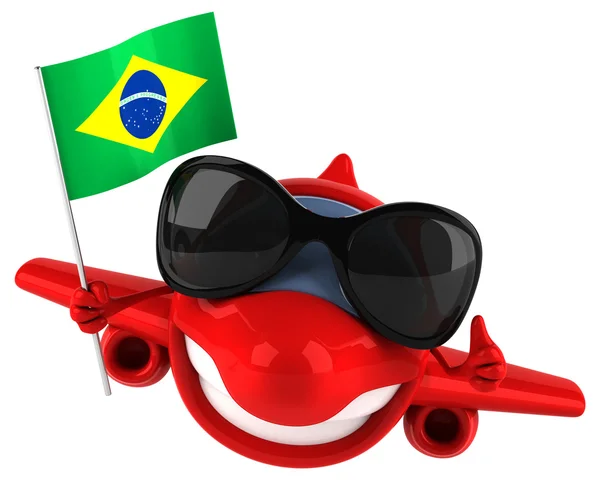 Divertido avión con bandera de Brasil — Foto de Stock