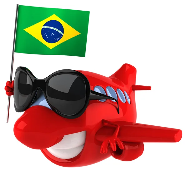 Fun plane with flag of Brazil — Stock Photo, Image