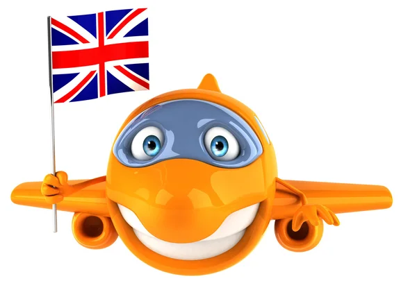 Веселый самолет с флагом Англии — стоковое фото